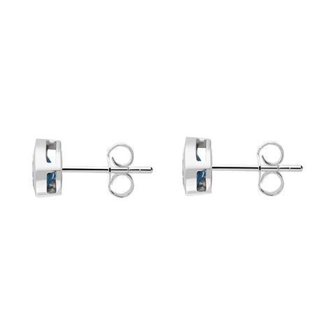 9ct White Gold Blue Topaz Pear Stud Earrings, HBM-034_2