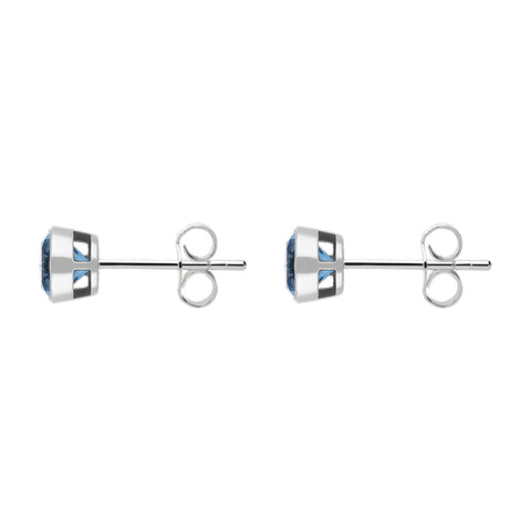 9ct White Gold Blue Topaz Round Stud Earrings, HBM-033_2