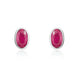 9ct White Gold Ruby 5x3mm Oval Rub Over Set Stud Earrings. 33-23-036.