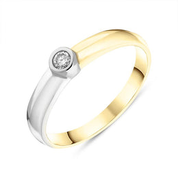 9ct White Yellow Gold Diamond Unique Solitaire Ring RUNQ0000850