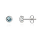 9ct White Gold Aquamarine 4mm Round Rub Over Set Stud Earrings, HBM-063_2