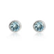 9ct White Gold Aquamarine 4mm Round Rub Over Set Stud Earrings, HBM-063