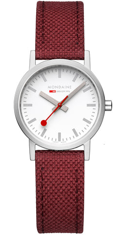 Mondaine Watch Classic Dark Cherry Textile D