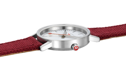 Mondaine Watch Classic Dark Cherry Textile D