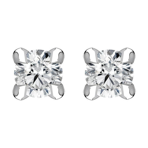 30183034 18ct White Gold 0.10ct Diamond Claw Set Solitaire Stud Earrings, BLC-182.