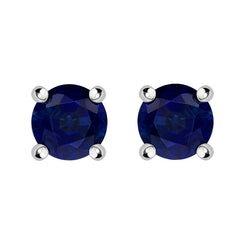 18ct Yellow White Gold Sapphire Claw Set Solitaire Stud Earrings, FEU-394.