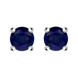 18ct Yellow White Gold Sapphire Claw Set Solitaire Stud Earrings, FEU-394.