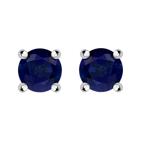 18ct Yellow White Gold Sapphire Claw Set Solitaire Stud Earrings, FEU-394.