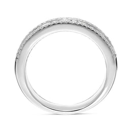 00186198 Platinum1.08ct Diamond Three Row Half Eternity Ring, FEU-2293