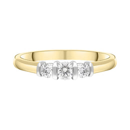 18ct Yellow Gold 0.35ct Diamond Trilogy Bar Set Ring, FEU-2311