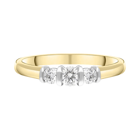 18ct Yellow Gold 0.35ct Diamond Trilogy Bar Set Ring, FEU-2311