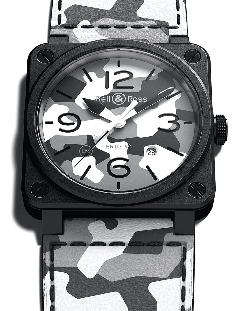 Bell Ross Watch BR 03 92 White Camo Limited Edition BR0392 CG CE