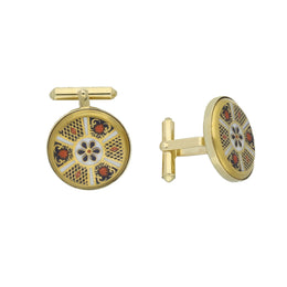 18ct Yellow Gold Royal Crown Derby Imari Cufflinks D