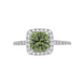 18ct White Gold 1.84ct Green Tourmaline and Diamond Halo Ring, FEU-2025.