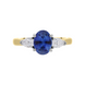 18ct Yellow Gold Sapphire Diamond Oval Cut Claw Set Ring. FEU-1377.