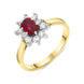 18ct Yellow Gold 0.46ct Ruby Diamond Emerald Cut Cluster Ring, FEU-1475.