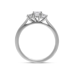 Platinum 0.53ct Diamond Princess Cut Trilogy Ring FEU-1496