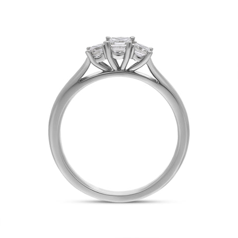 Platinum 0.53ct Diamond Princess Cut Trilogy Ring FEU-1496