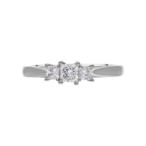 Platinum 0.53ct Diamond Princess Cut Trilogy Ring FEU-1496