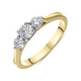 18ct Yellow Gold 0.76ct Diamond Brilliant Cut Trilogy Ring, FEU-1770.