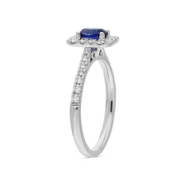 18ct White Gold 0.52ct Sapphire and Diamond Emerald Shape Ring, FEU-1946