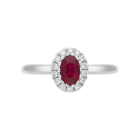 18ct White Gold 0.55ct Ruby Diamond Oval Ring