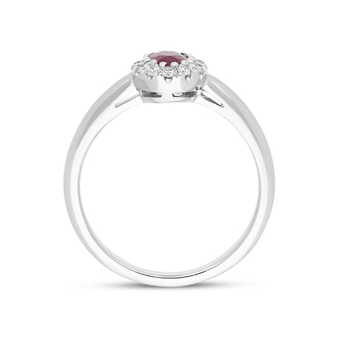 18ct White Gold 0.55ct Ruby Diamond Oval Ring