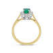 18ct Yellow Gold 0.38ct Emerald Diamond Floral Cluster Ring