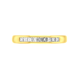 18ct Yellow Gold 0.35ct Diamond Princess Cut Channel Set Wedding Half Eternity Ring