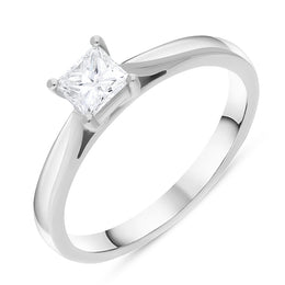 Platinum 0.41ct Diamond Princess Cut Solitaire Ring, FEU-2013