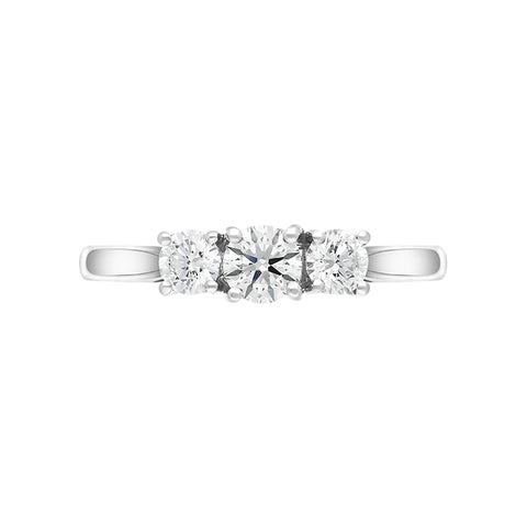 Platinum 0.75ct Diamond Brilliant Cut Trilogy Ring