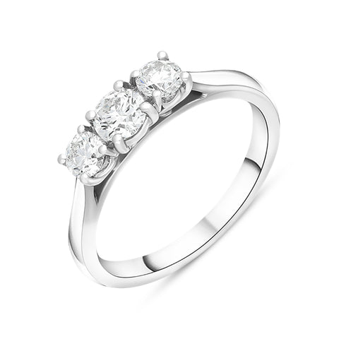 Platinum 0.75ct Diamond Brilliant Cut Trilogy Ring