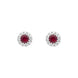 18ct White Gold Ruby Diamond Cluster Earrings