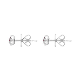 18ct White Gold Ruby Diamond Cluster Earrings