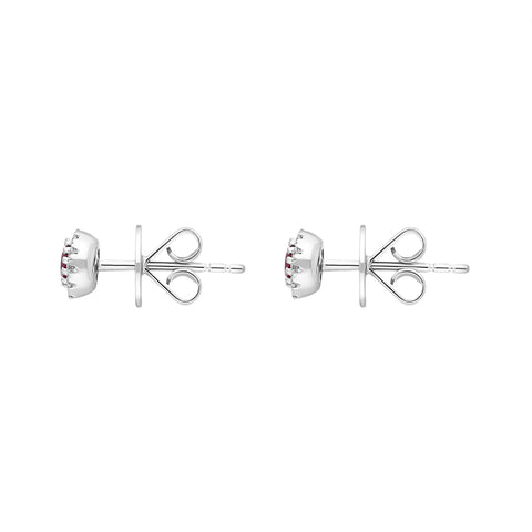 18ct White Gold Ruby Diamond Cluster Earrings