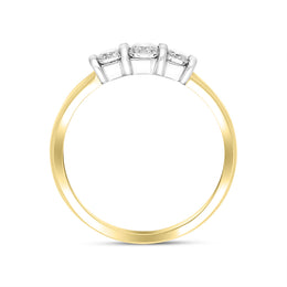 18ct Yellow Gold 0.50ct Diamond Trilogy Bar Set Ring