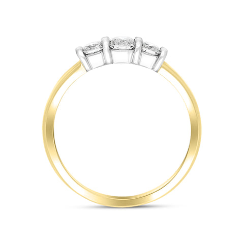 18ct Yellow Gold 0.50ct Diamond Trilogy Bar Set Ring