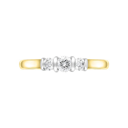 18ct Yellow Gold 0.50ct Diamond Trilogy Bar Set Ring