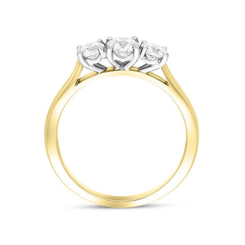 18ct Yellow Gold 0.50ct Diamond Trilogy Ring