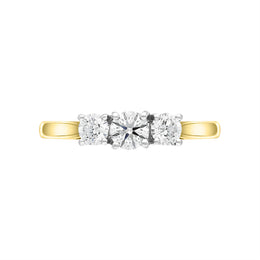 18ct Yellow Gold 0.50ct Diamond Trilogy Ring