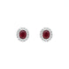 18ct White Gold Ruby Diamond Oval Cluster Earrings