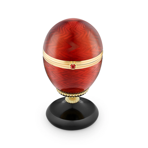 Faberge 18ct Yellow Gold Red Enamel Limited Edition Egg Objet with Wild Rose Surprise 3422