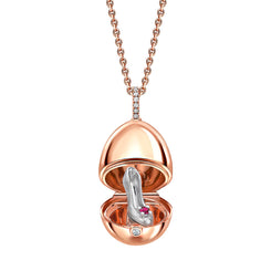 Faberge 18ct Rose Gold Diamond Bail Ruby Set Shoe Surprise Locket 2393