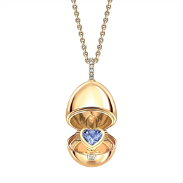 Faberge 18ct Yellow Gold Diamond Sapphire Heart Surprise Locket 1258FP3014