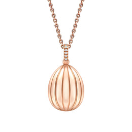 Faberge Colours of Love 18ct Rose Gold Diamond Ruby Fluted Limited Edition Egg Pendant 1831PE3146