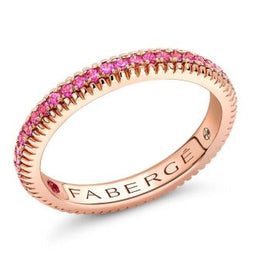 Faberge Colours of Love 18ct Rose Gold Pink Sapphire Fluted Band Ring 87RG3102.