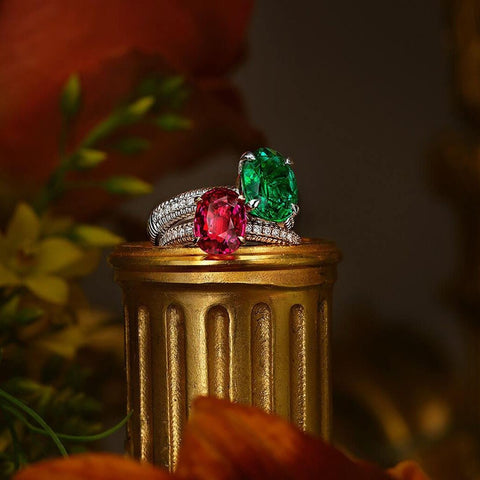 Faberge Colours of Love 18ct Rose Gold Ruby Diamond Fluted Ring﻿, 831RG2513