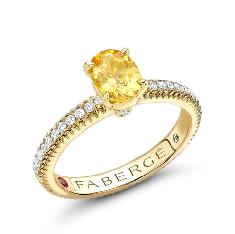 Faberge Colours of Love 18ct Yellow Gold Yellow Sapphire 0.21ct Diamond Fluted Ring﻿, 831RG2753