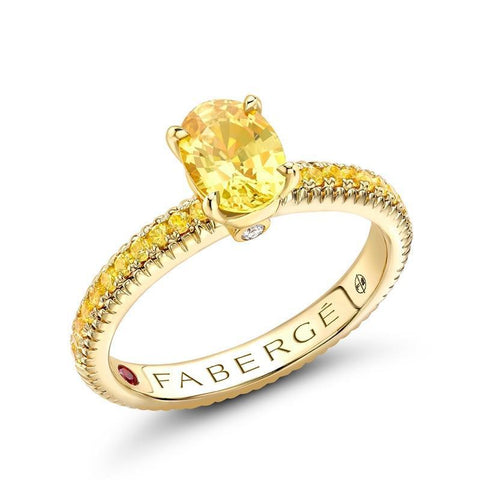 Faberge Colours of Love 18ct Yellow Gold Yellow Sapphire Fluted Ring 2754