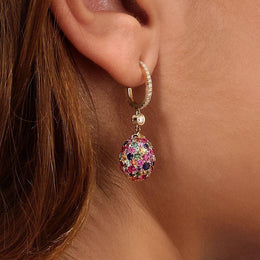 Faberge Emotion 18ct Yellow Gold Multi-Coloured Drop Earrings 1064EA1886.